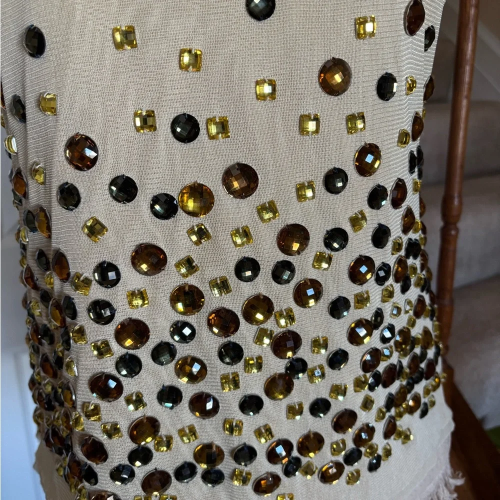 Tory Burch Enid Shell silk and gemstones top
